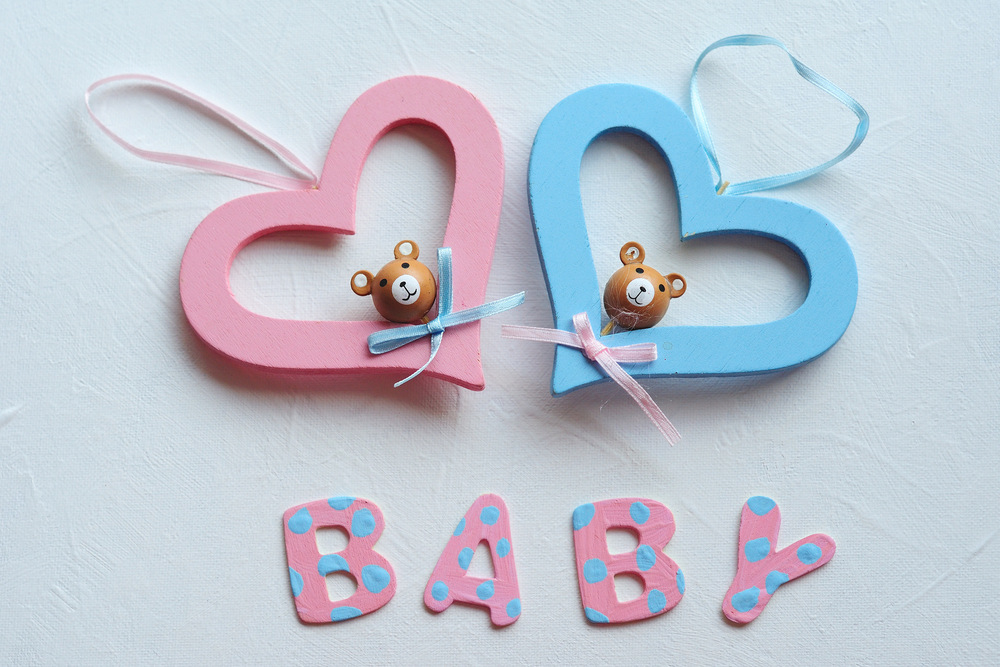 blue & pink heart for baby