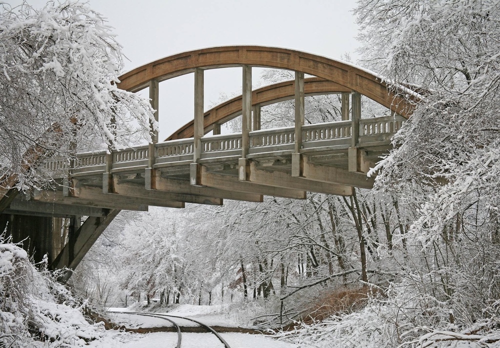 Bridge covered in snow