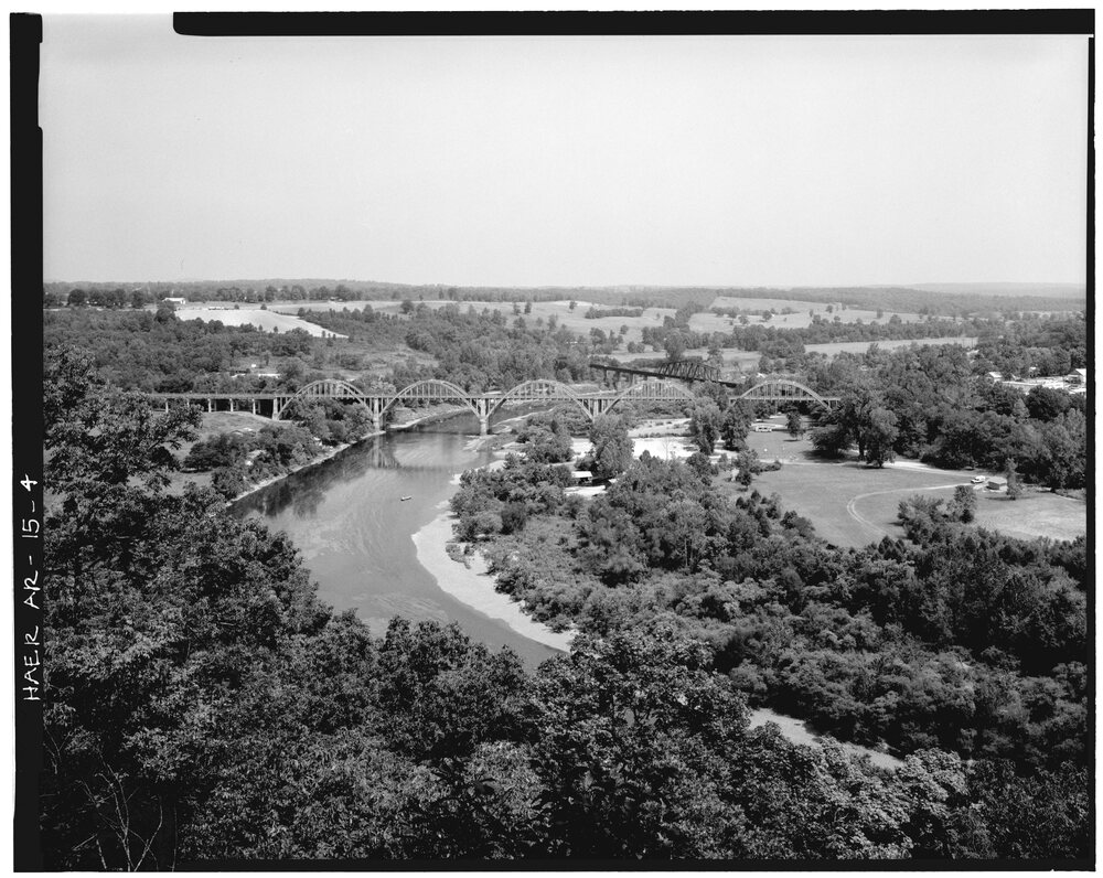 Looking Northeast, general view of bridge - Cotter Bridge, Spanning White River at U.S. Highway 62, Cotter Baxter County, AR. 