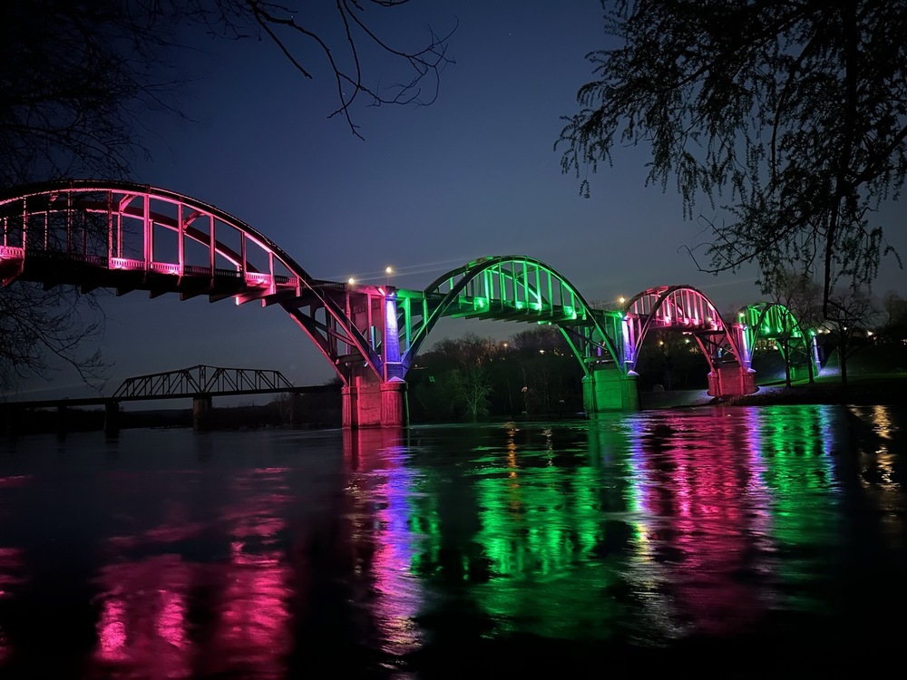 Cotter bridge lit up 