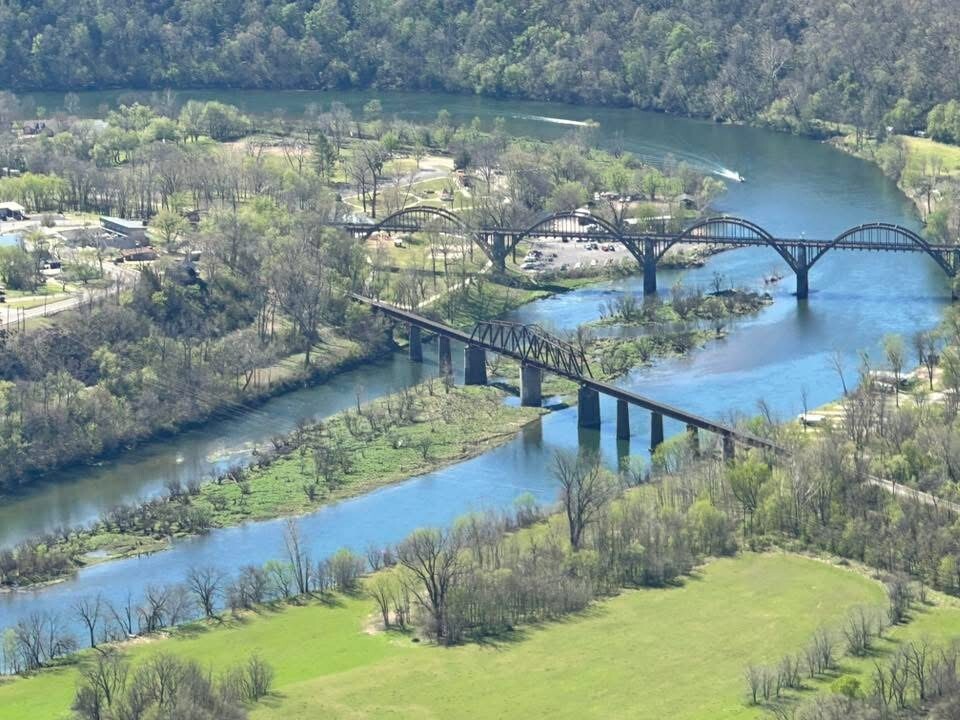 View of Cotter Bridge from the air