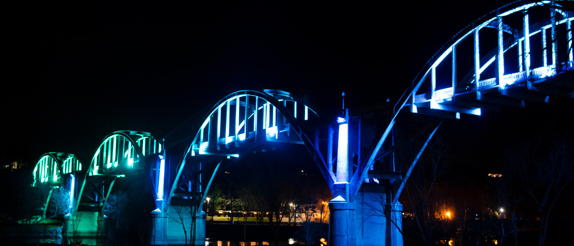 Historic Cotter Bridge at night