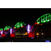 Cotter Bridge lit up in Christmas colors.
