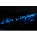 Cotter Bridge lit in cyan (greenish-blue) lights